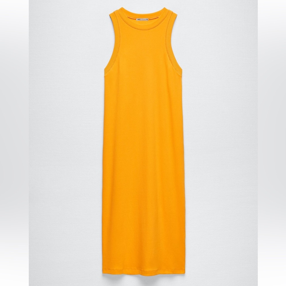 Zara Midi High Neck Dress in Orange
